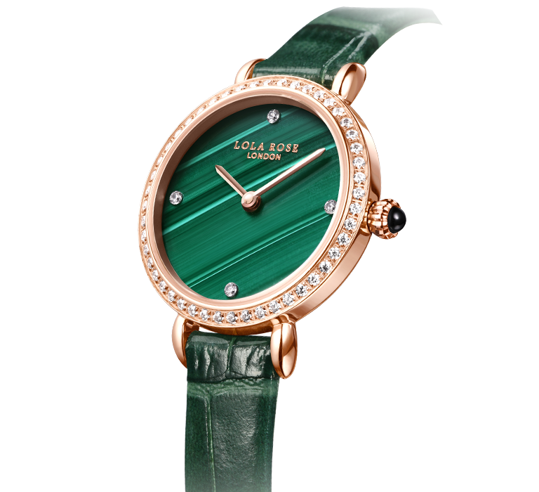 Malachite Watch With Zircon