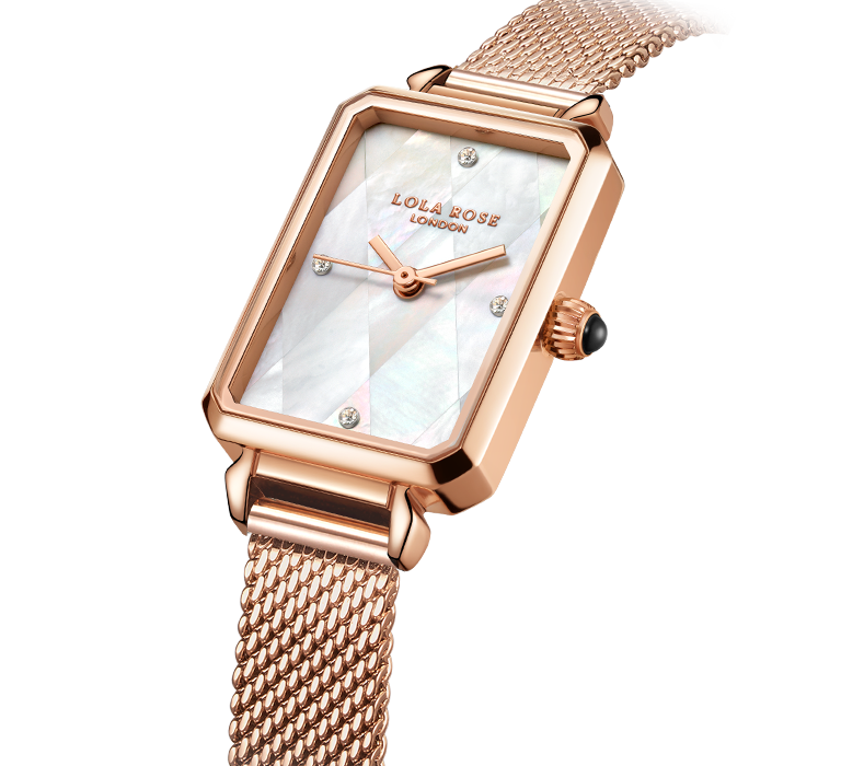 Diamond-pattern Mother of Pearl Watch