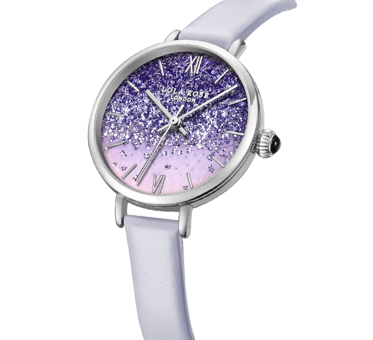 Gradient Sparkle Amethyst Watch With White Gold Case