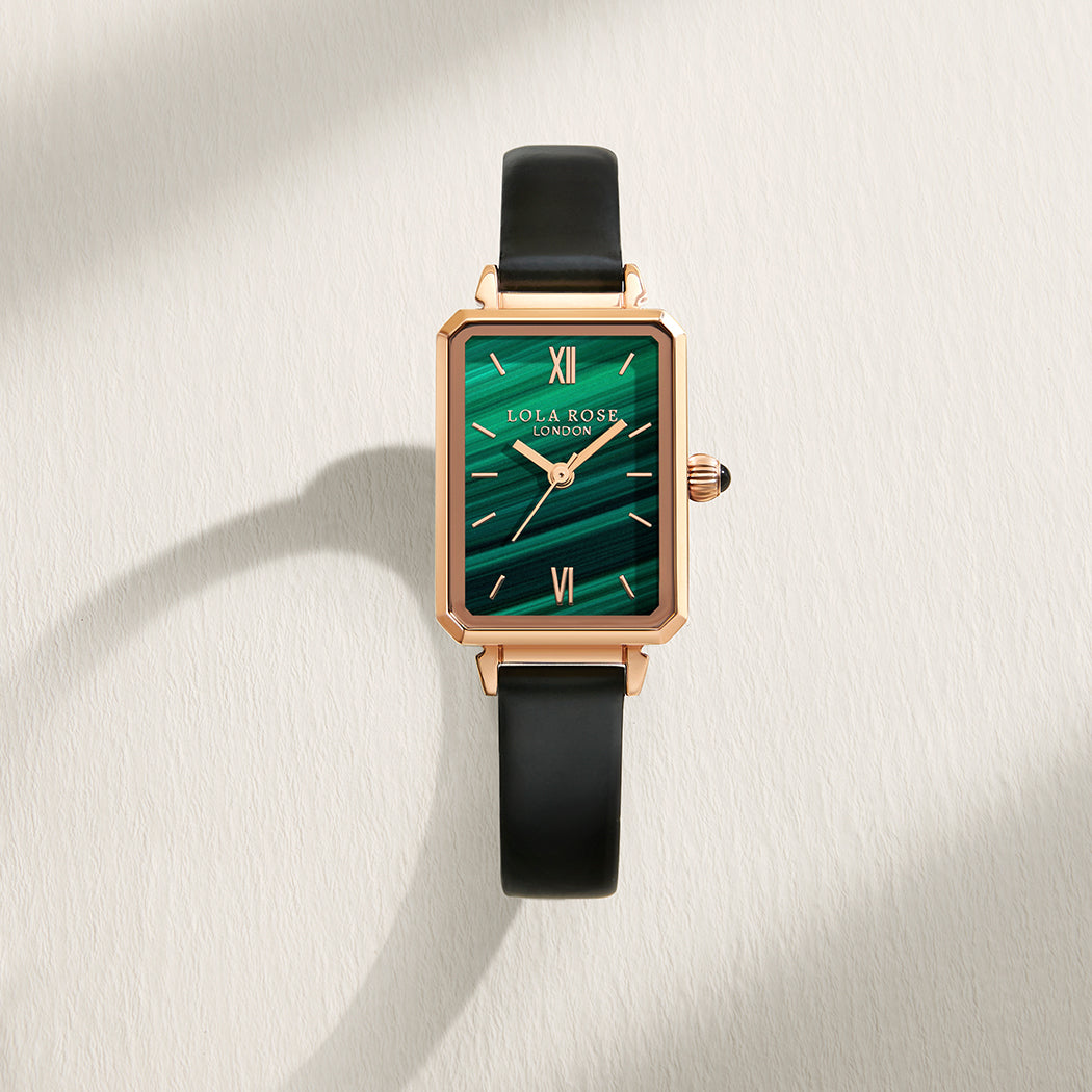 Malachite Textured Watch With Two Strap Set