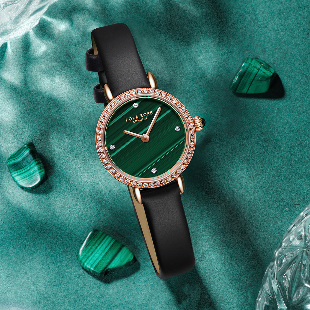 Malachite Watch With Zircon