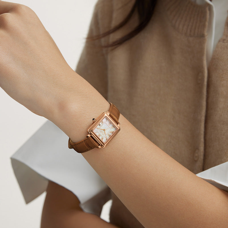 New Cube Mother of Pearl Calendar Watch