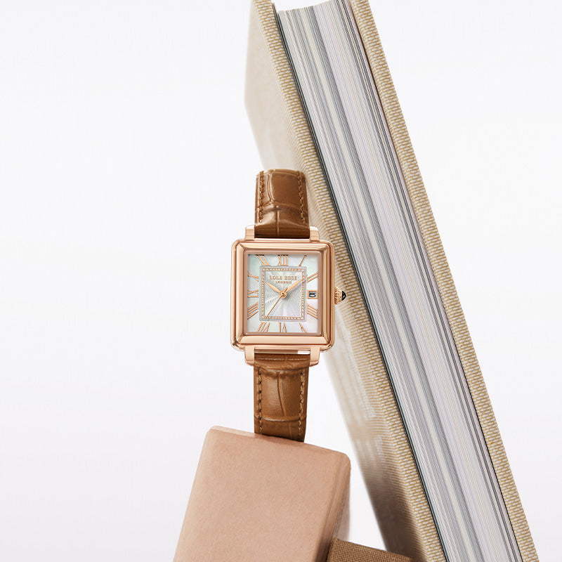 New Cube Mother of Pearl Calendar Watch