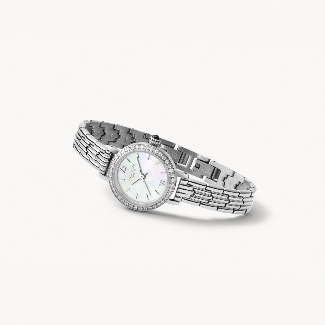 Silver Mother of Pearl Watch With Zircon