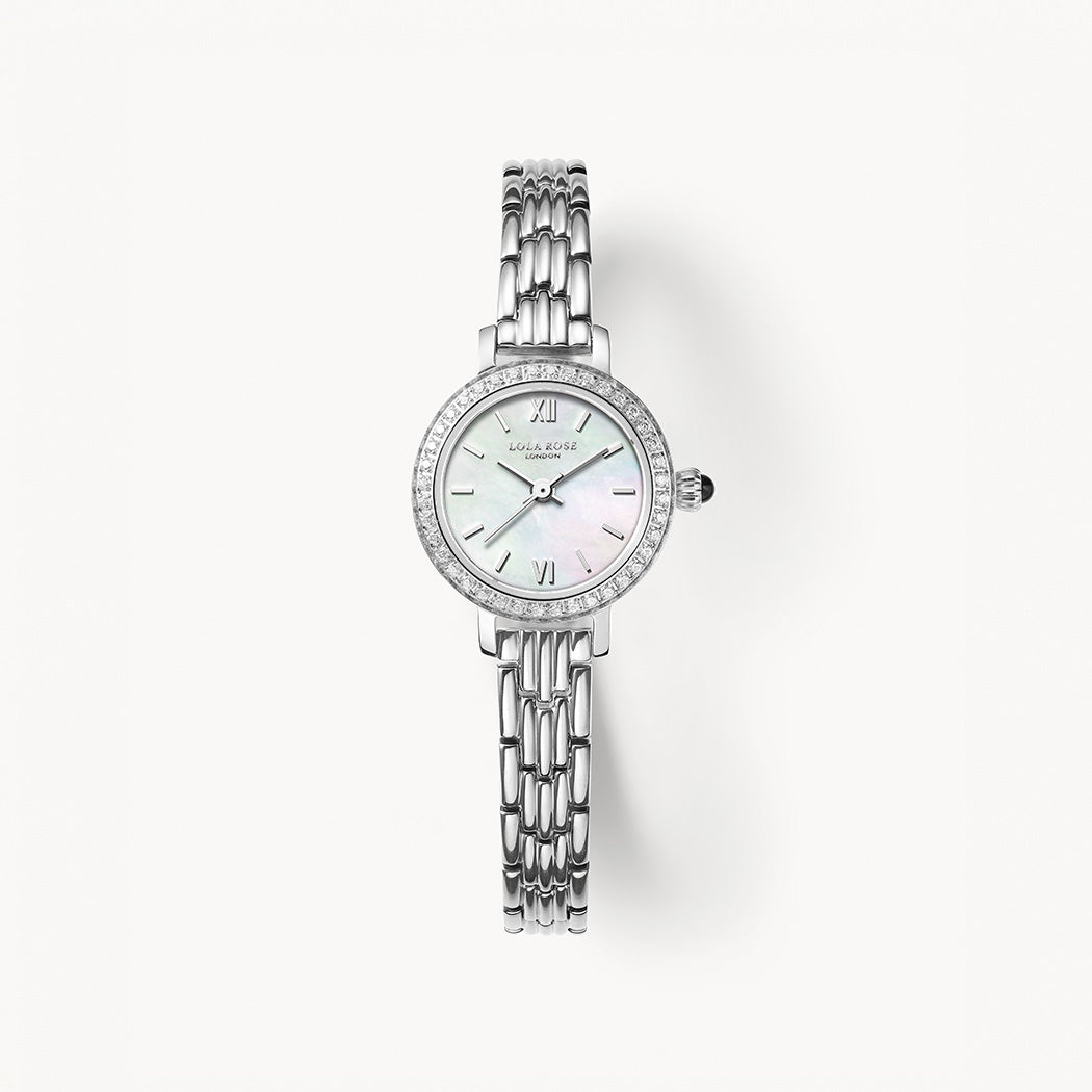 Silver Mother of Pearl Watch With Zircon