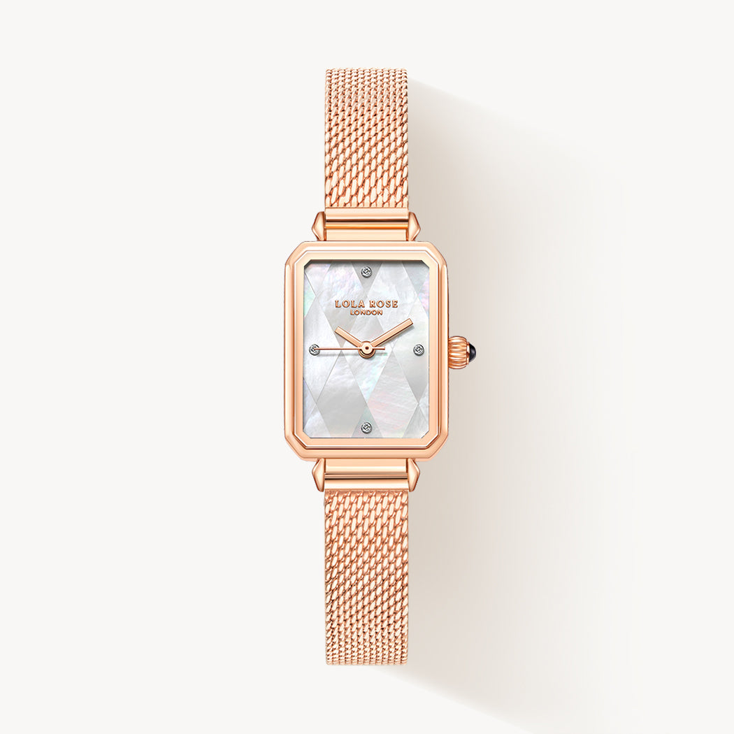 Diamond-pattern Mother of Pearl Watch