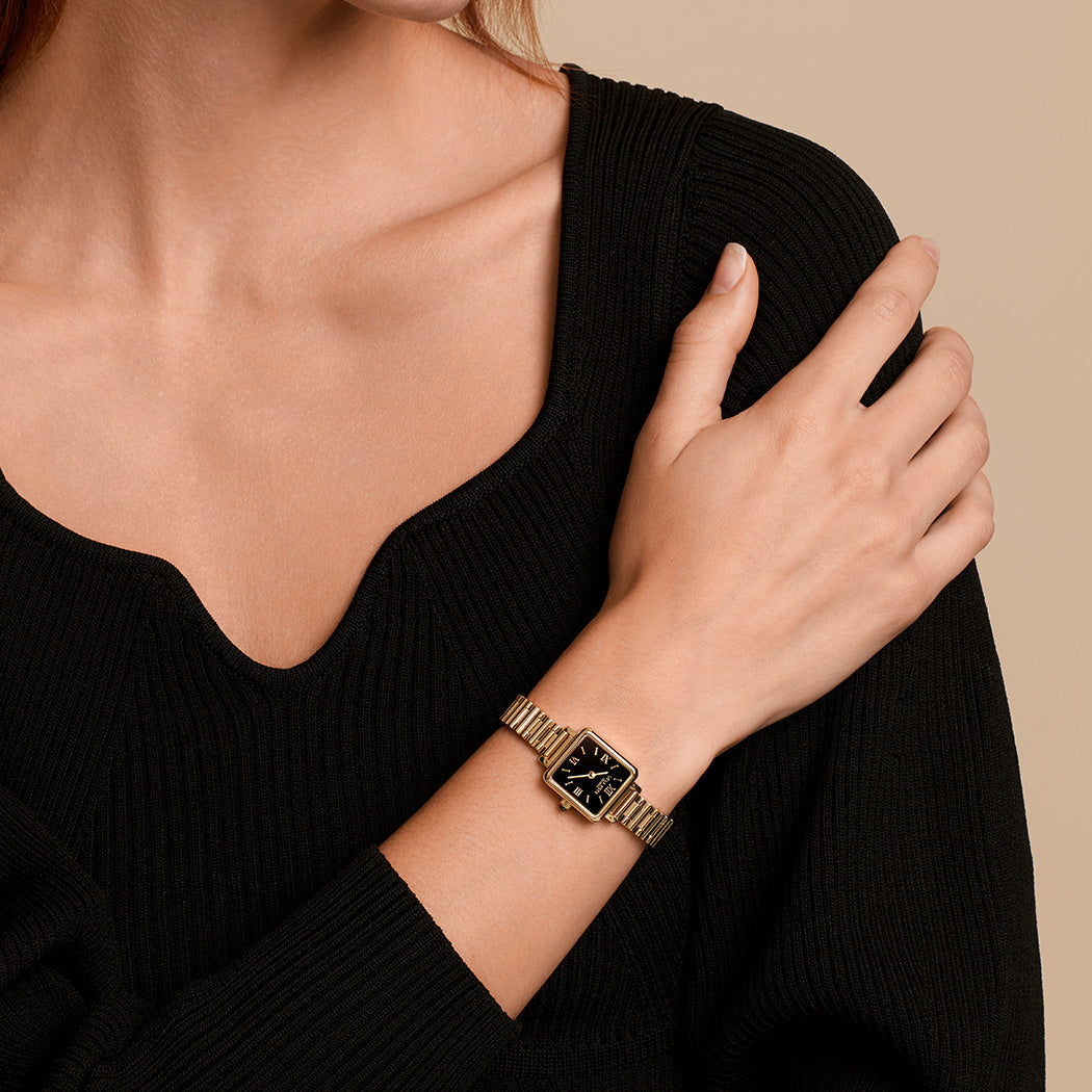 Golden Black Onyx Watch