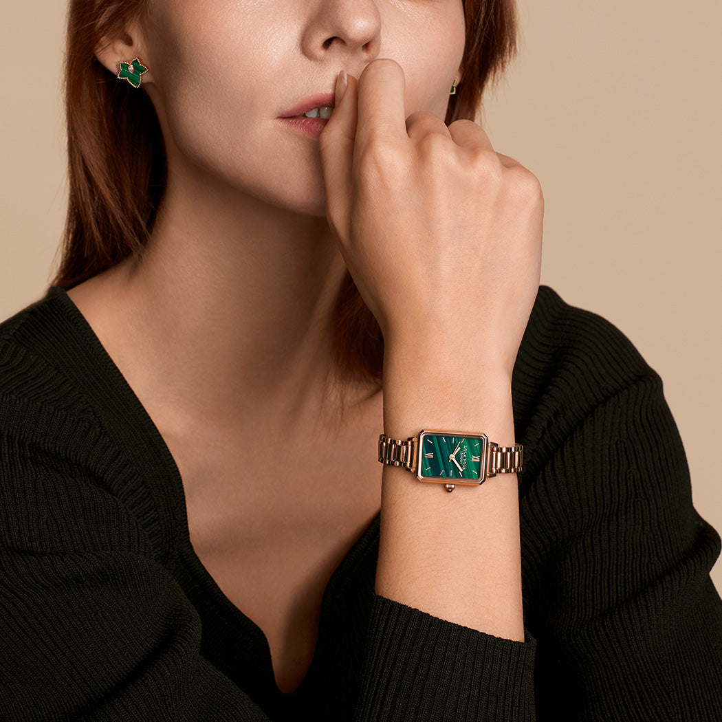 Rose Gold Malachite Textured Watch