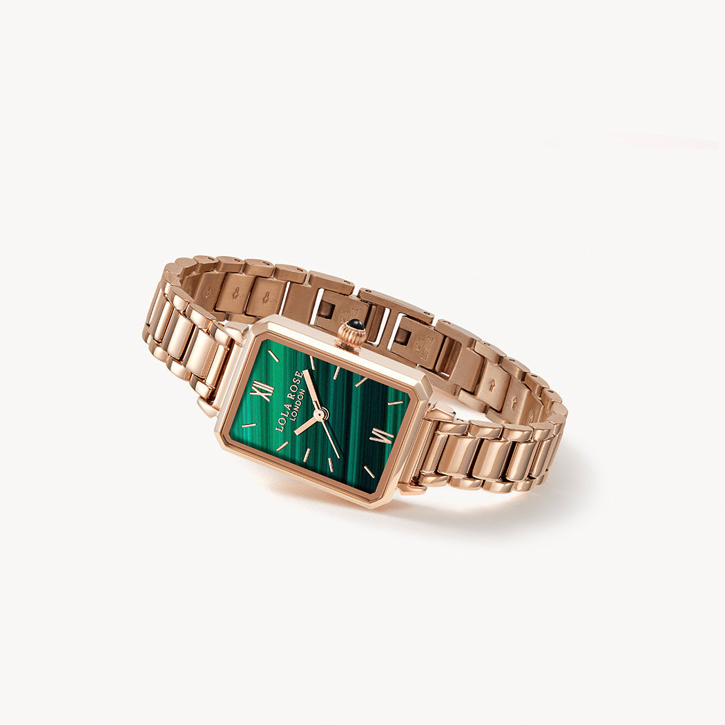 Rose Gold Malachite Textured Watch