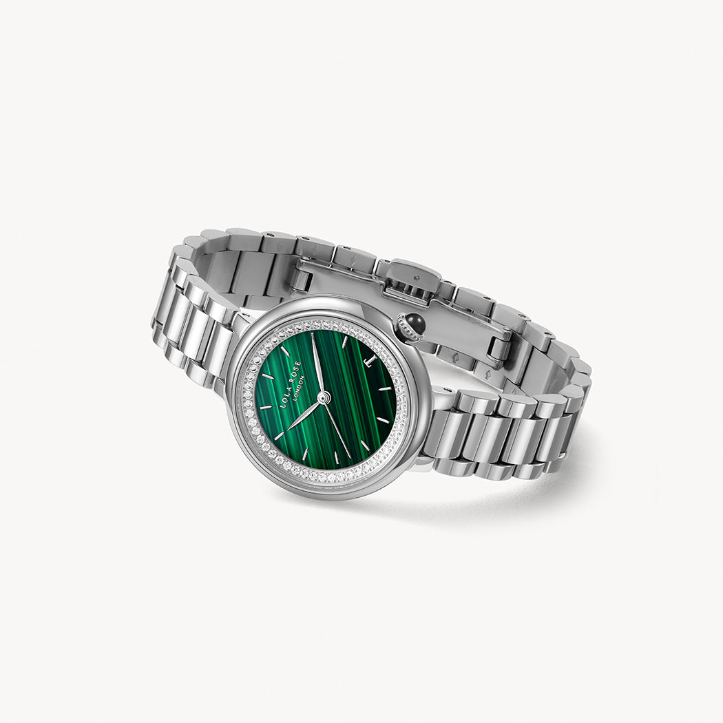 Malachite Watch With Zircon