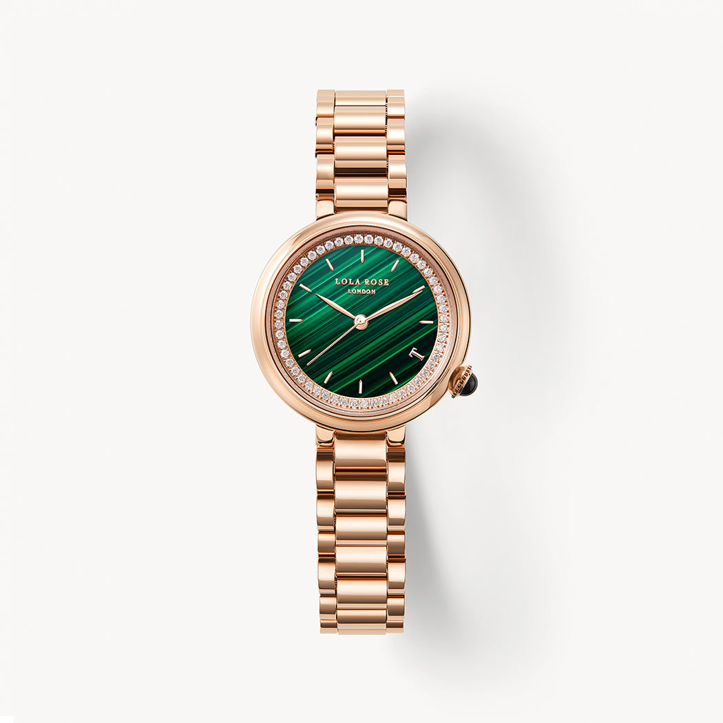 Malachite Watch With Rose Gold