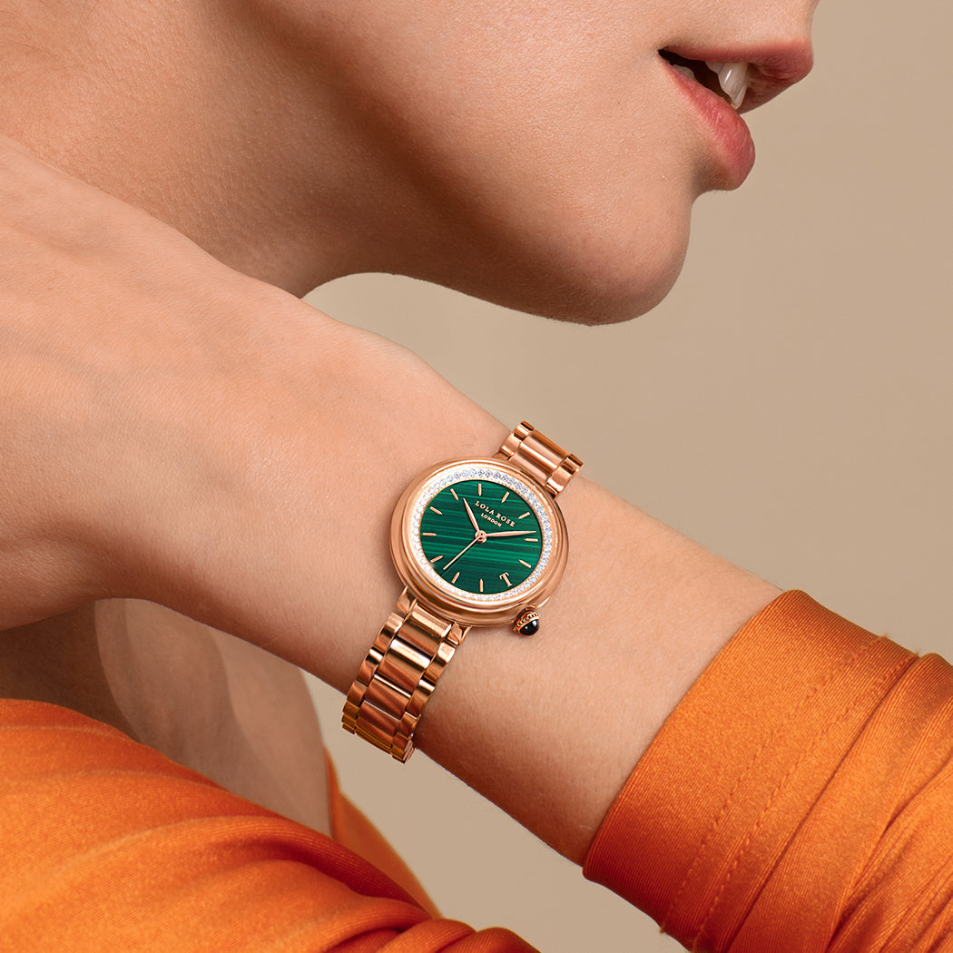 Malachite Watch With Rose Gold