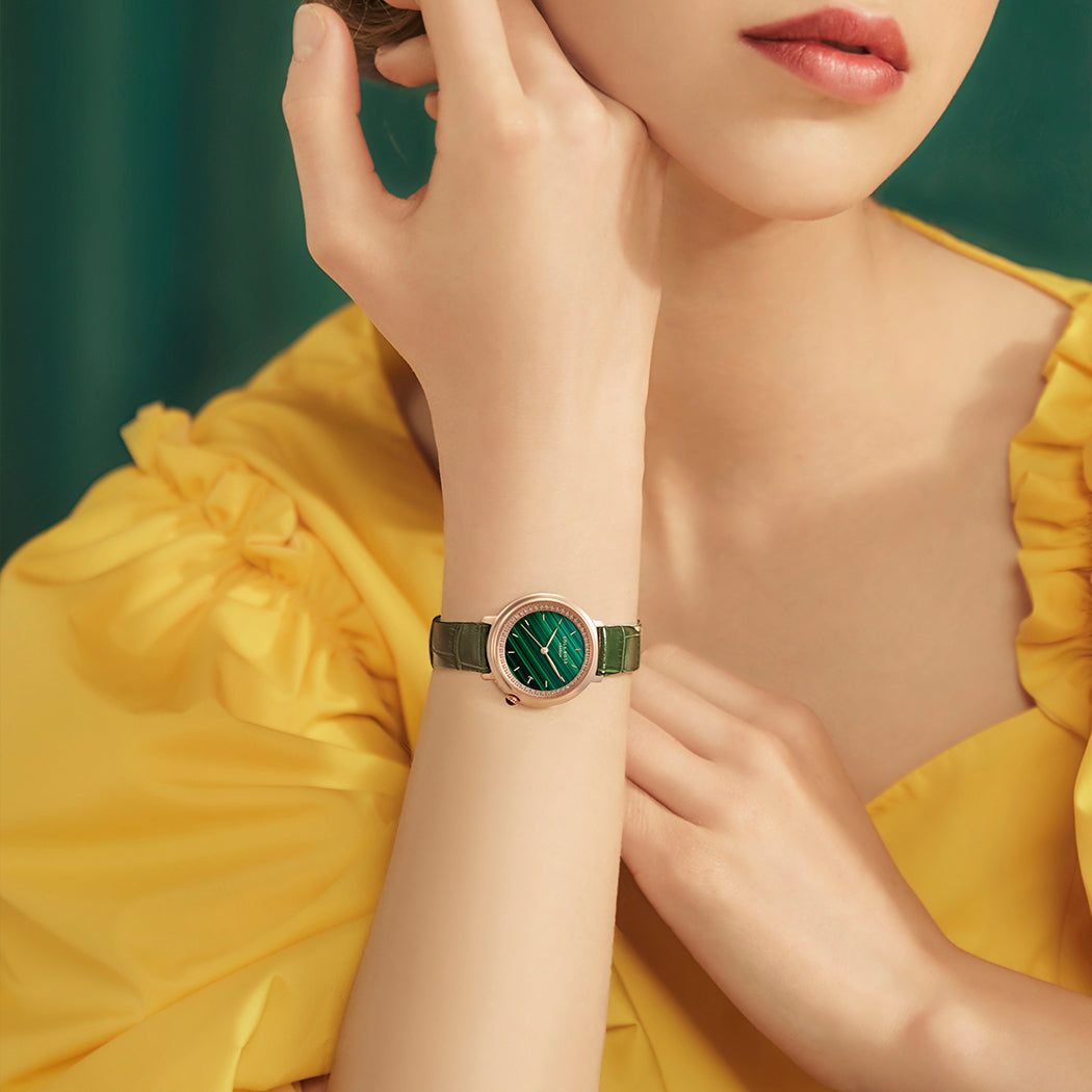 Malachite Watch With Zircon