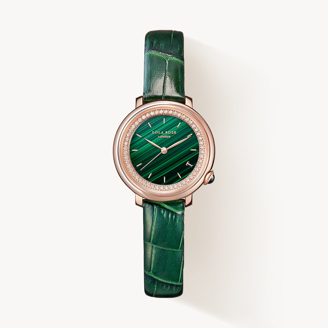 Malachite Watch With Zircon