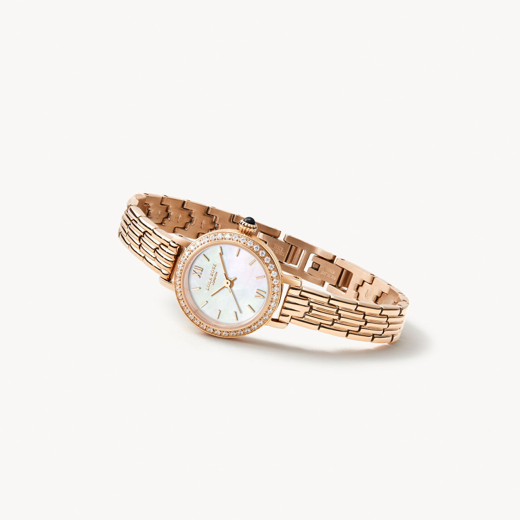 Rose Gold Mother of Pearl Watch with Zircon