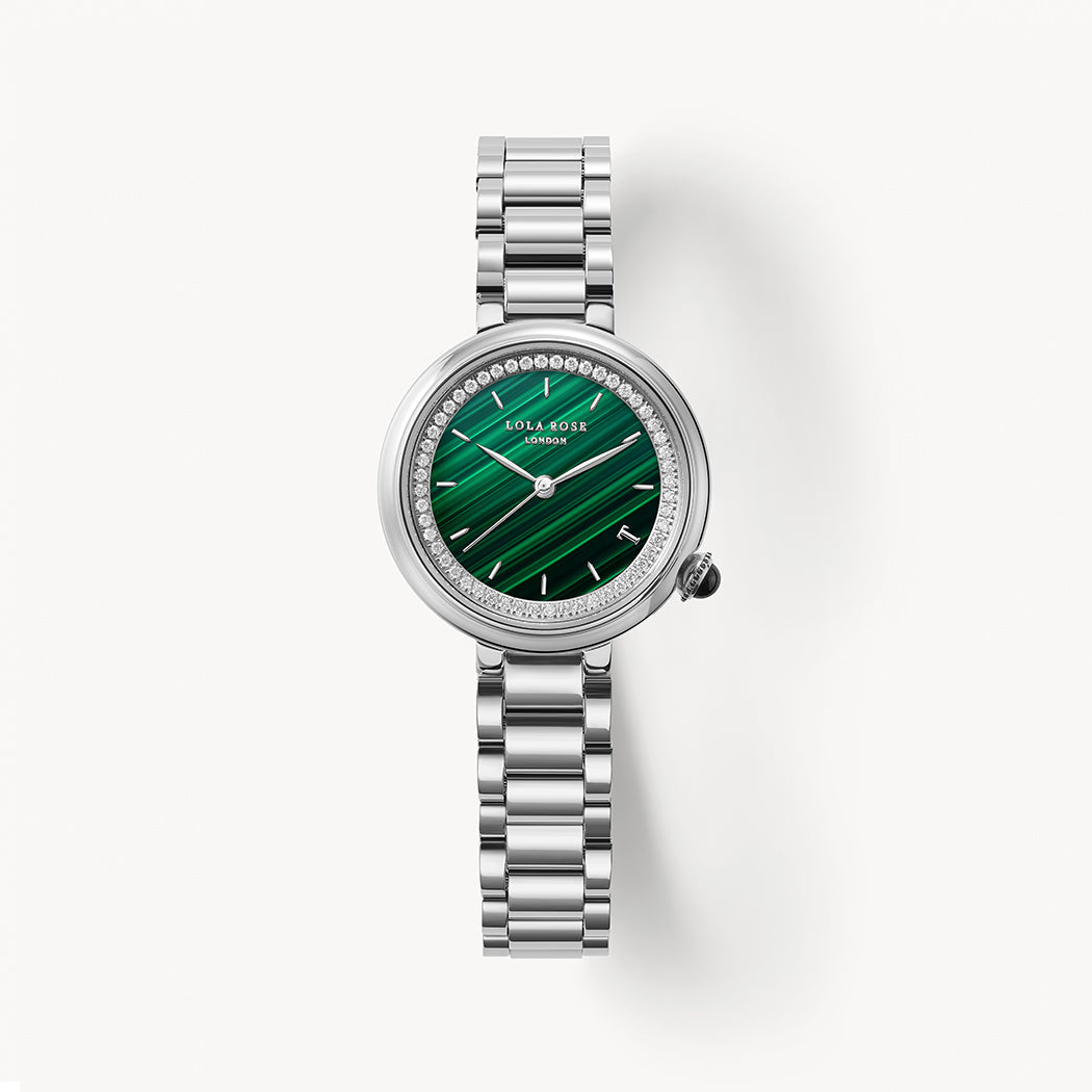 Malachite Watch With Zircon